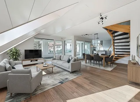 Duplex 4.5 pièces au dernier étage avec vue spectaculaire sur le Léman, les Alpes et les vignobles