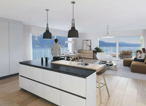 Attique en duplex d’exception neuf 5.5 pièces avec grand balcon et vue spectaculaire sur le lac Léman