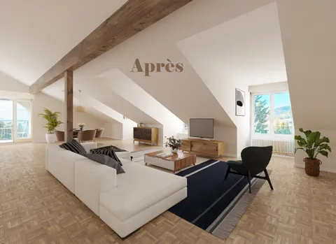 Attique lumineux de 4.5 pièces avec vue sur le lac et les alpes à Blonay (VD)