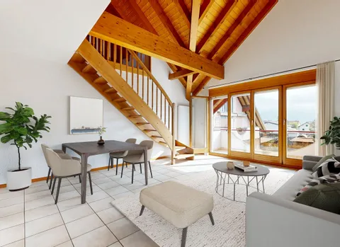 Duplex 4,5 pièces avec cheminée et 3 places de parc