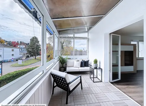 En vente: Appartement 3,5 p rénové au charme unique, véranda et jardin exclusif – à Givisiez