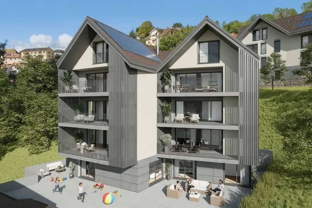 Attique en duplex d’exception neuf 5.5 pièces avec grand balcon et vue spectaculaire sur le lac Léman