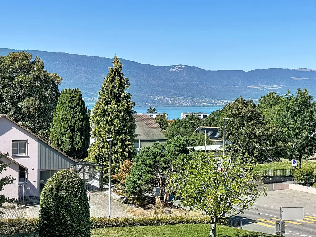Lumière, espace et belle échappée sur le lac : un appartement rénové au dernier étage