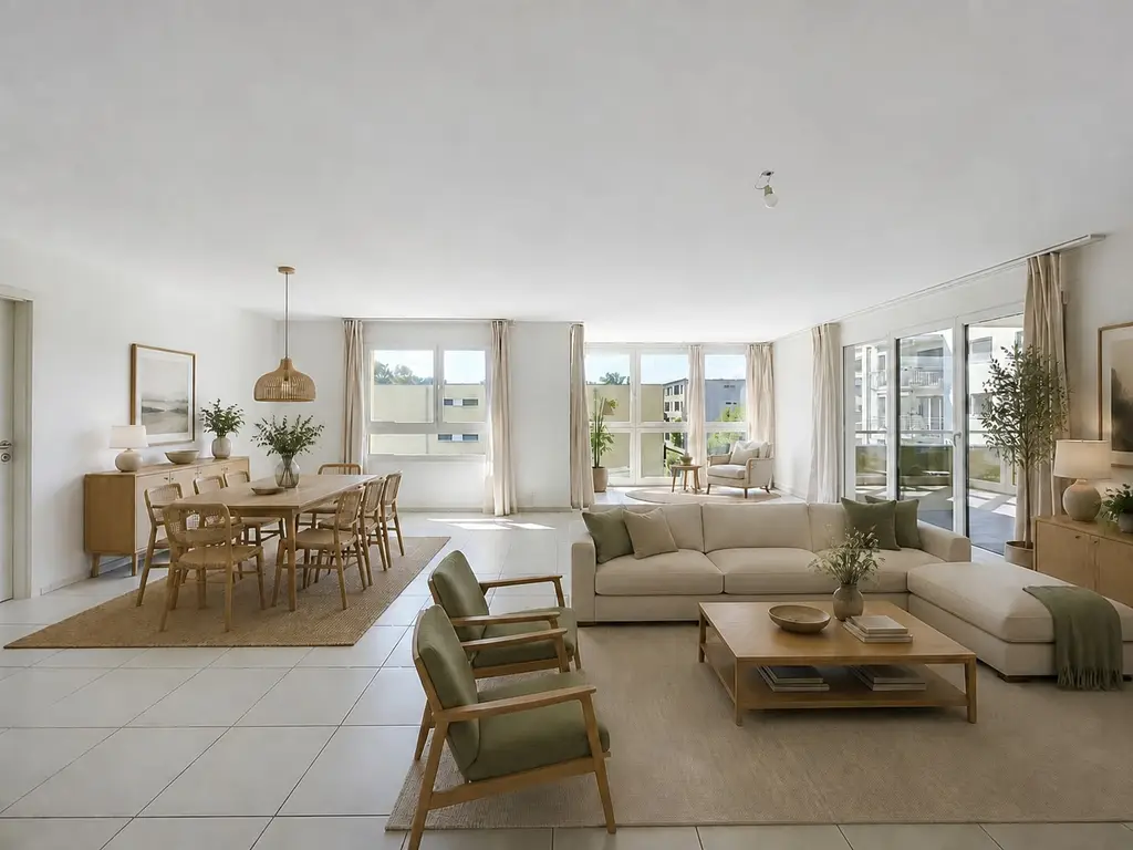 Lumière, espace et belle échappée sur le lac : un appartement rénové au dernier étage