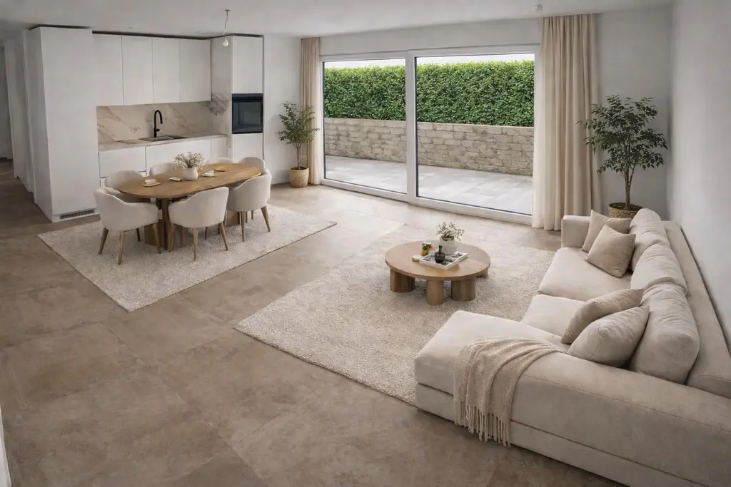 NEUBAU AN TOPLAGE MIT GROSSZÜGIGEM SITZPLATZ (40 M²) SOWIE EIGENER WASCHKÜCHE UND KELLER (17,4 M²). DIE WOHNUNG KANN AUF WUNSCH AUCH MÖBLIERT GEMIETET WERDEN.