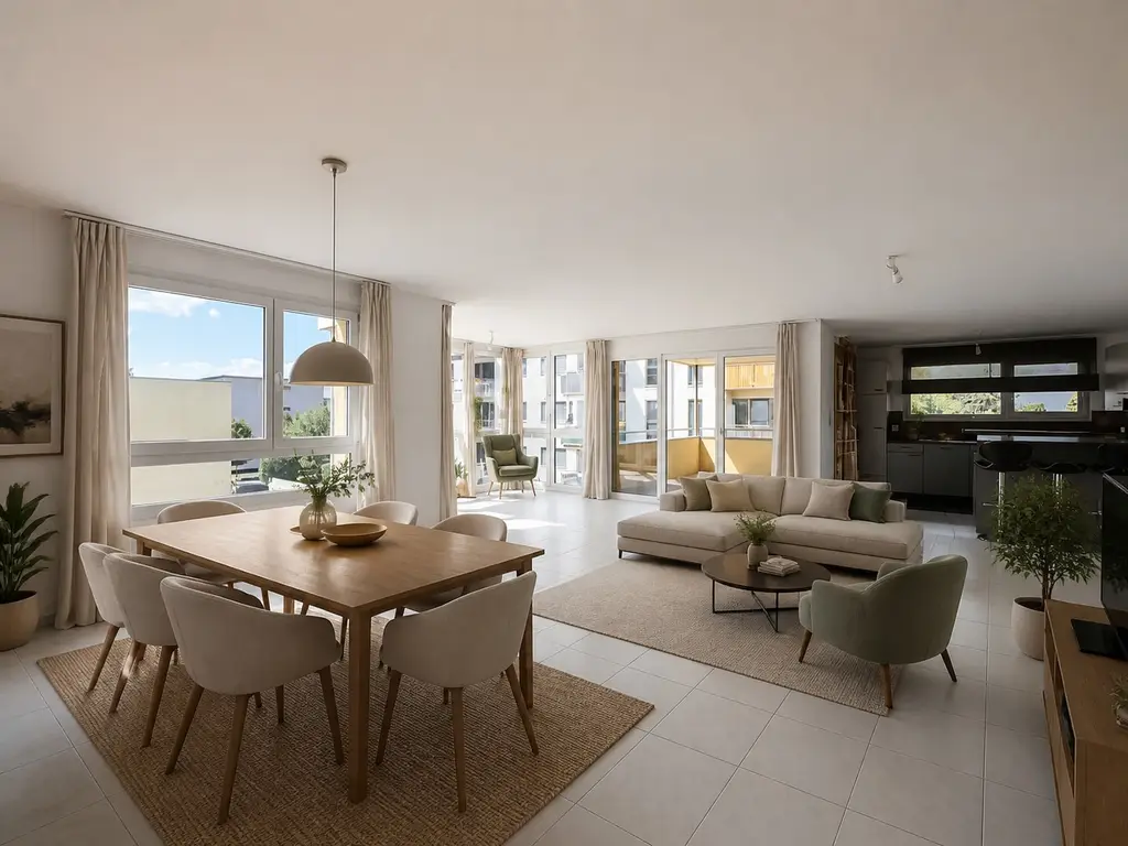 Lumière, espace et belle échappée sur le lac : un appartement rénové au dernier étage