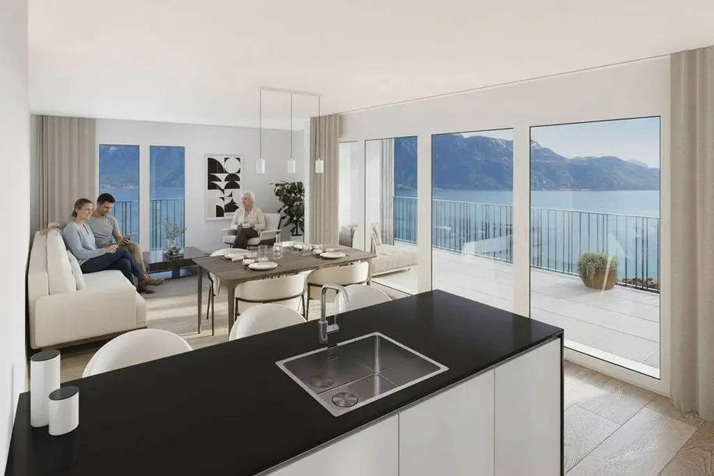 3.5 pièces neuf avec vue lac. Standing, lumière et cadre UNESCO