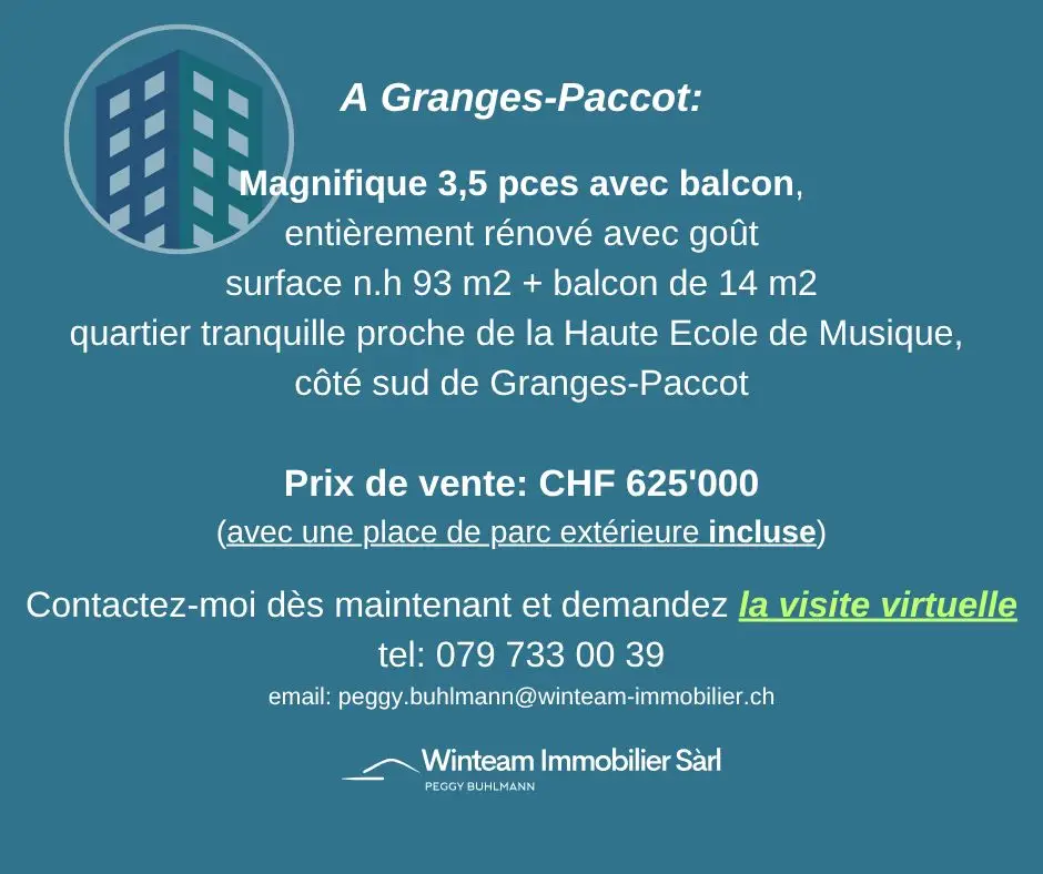 Belle opportunité: Magnifique 3,5 pces avec balcon, à Granges-Paccot
