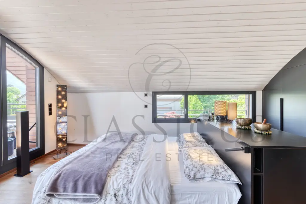 Aux portes de Carouge – Maison contemporaine avec rooftop jacuzzi et jardin paysager