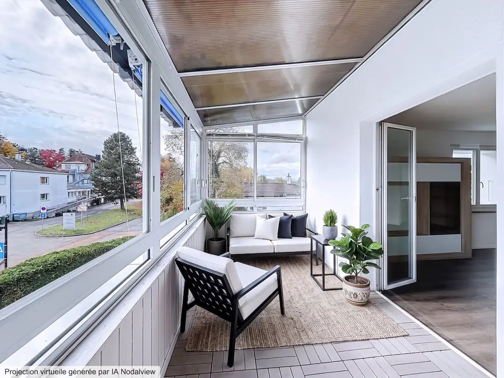 En vente: Appartement 3,5 p rénové au charme unique, véranda et jardin exclusif – à Givisiez