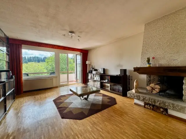 Appartement  lumineux de 6 pièces avec cheminée, loggia, balcon et vue sur la ville et la campagne 