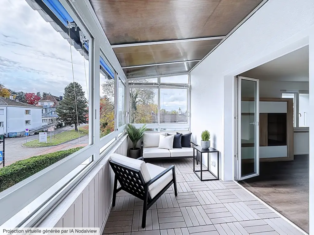 En vente: Appartement 3,5 p rénové au charme unique, véranda et jardin exclusif – à Givisiez