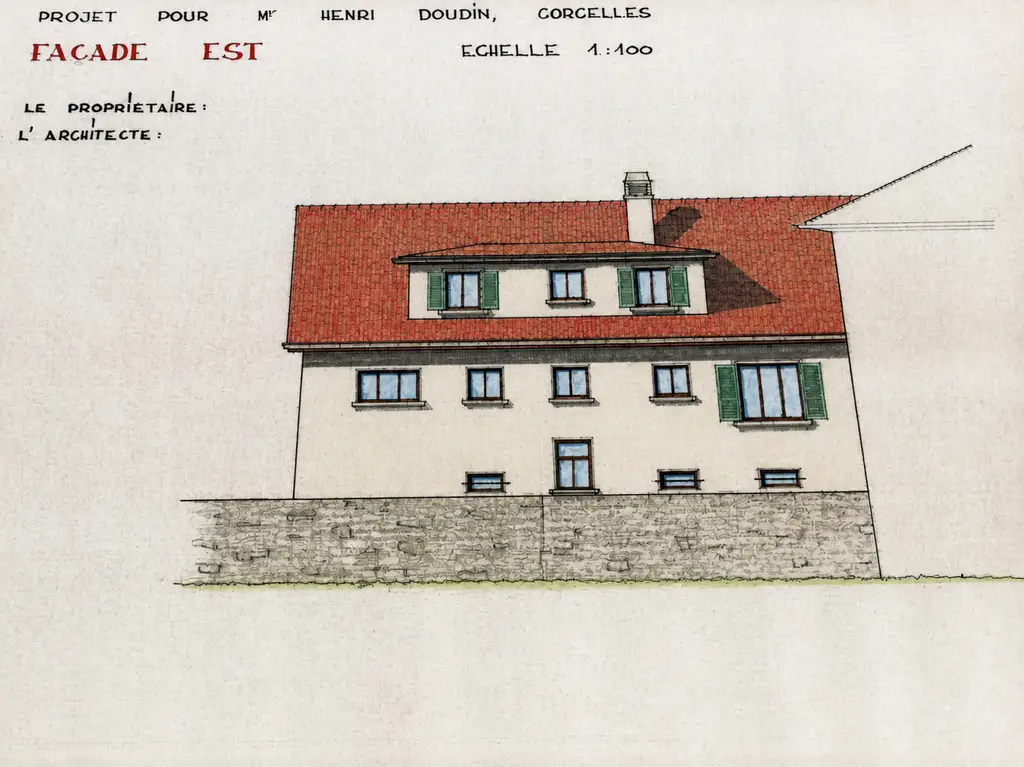 Immeuble de 2 appartements, un local commercial – 2 chambres- 2 places de parc et un garage/ Terrasse au centre du village