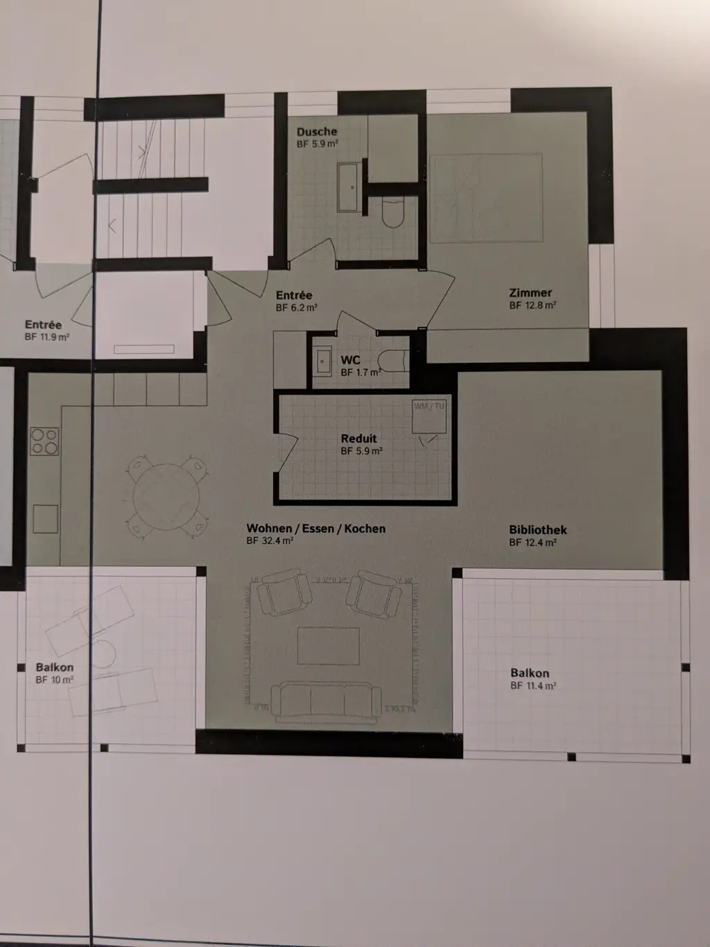 Erstbezug ! Exklusive 3.5-Zimmer-Wohnung mit zwei Balkonen in Thalwil