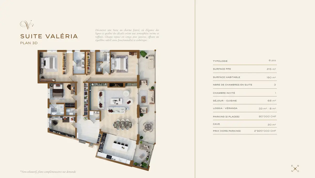 La Suite Valéria : un appartement où chaque détail fait la différence. La quintessence du raffinement. 